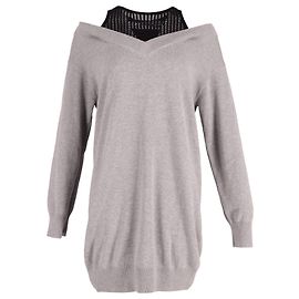 Alexander Wang Vestido Suéter Bi-Layer em Algodão Cinza Cinza