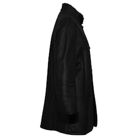 Giorgio Armani-Giorgio Armani Long Jacket in Black Leather-Black