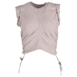 T by Alexander Wang Gerafftes Seitendetail-Top aus grauer Baumwolle Grau
