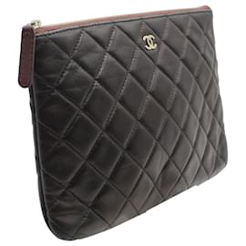 Chanel-Chanel Classic Pouch in Brown Lambskin Leather-Brown