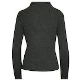 Prada-Prada Knitted Sweater with Leather Bodice in Grey Virgin Wool-Grey