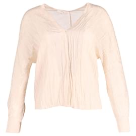Vince – Bluse in Knitteroptik aus cremefarbenem Polyester Weiß Roh