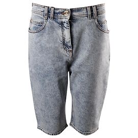 Balmain Biker Shorts in Light Blue Cotton Denim  Blue Light blue