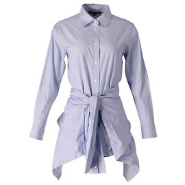 Alexander Wang Gestreiftes Hemdblusenkleid mit Bindegürtel aus blauer und weißer Baumwolle Blau