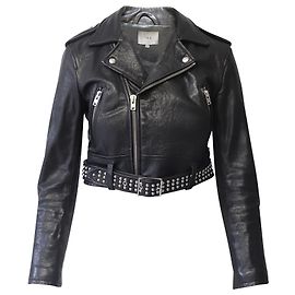 Iro Zekine Cropped Jacket in Black Lambskin Leather Black