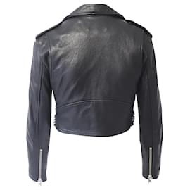 Iro-Iro Zekine Cropped Jacket in Black Lambskin Leather-Black