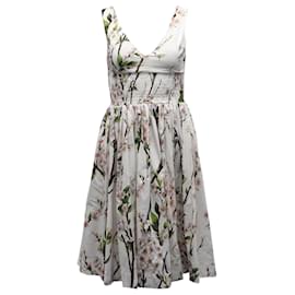 Dolce & Gabbana-Vestido midi con estampado floral en algodón blanco de Dolce & Gabbana-Otro