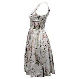 Dolce & Gabbana-Vestido midi con estampado floral en algodón blanco de Dolce & Gabbana-Otro