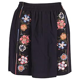 Chloé-Chloe Embroidered Mini Skirt in Black Crepe-Black