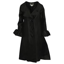 Lanvin-Lanvin Flared Long Jacket in Black Silk-Black