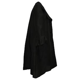 Lanvin-Lanvin Ausgestellte lange Jacke aus schwarzer Seide-Schwarz