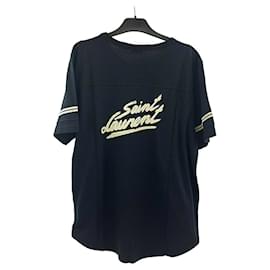 Yves Saint Laurent-Yves Saint Laurent -Black '50s Signature Destroyed T-Shirt-Black