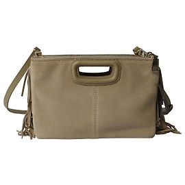 Pochette Duo Maje M en Daim Beige Beige