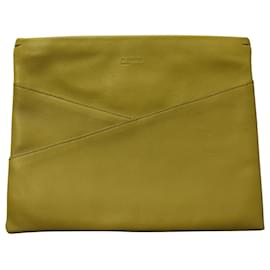 Autre Marque-Jil Sander Navy Clutch in Yellow calf leather Leather-Yellow