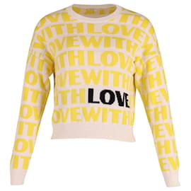 Maje-Maje With Love Knitted Sweater in White and Yellow Acrylic-White