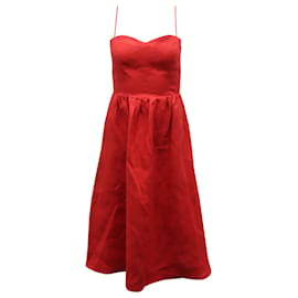 Reformation-Vestido Olivia Midi Reformation em linho vermelho-Vermelho