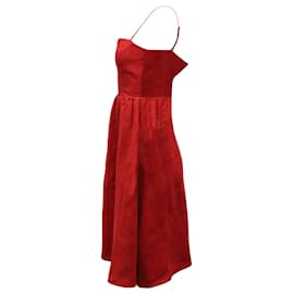 Reformation-Vestido Olivia Midi Reformation em linho vermelho-Vermelho