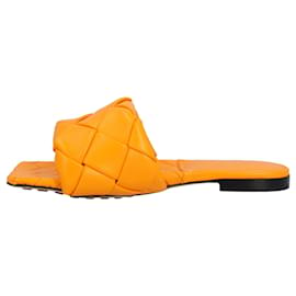 Bottega Veneta-Bottega Veneta Damen Lido Flache Sandale aus orangefarbenem Lammleder-Orange