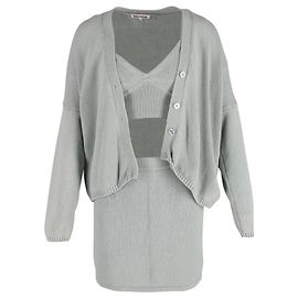 Reformation Cardigan und Rock im passenden Set aus salbeigrüner Baumwolle Grün