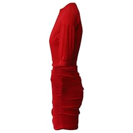 Maje-Maje Roxia Mini Robe Ruchée en Crêpe en Viscose Rouge-Rouge