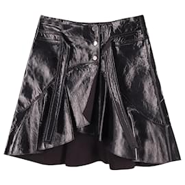 Maje-Maje Ruffle Skirt in Black Leather -Black
