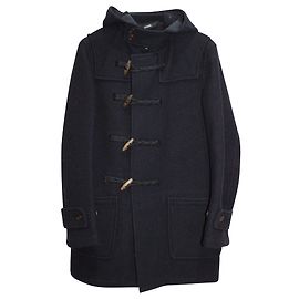 Comme Des Garcons Hooded  Coat with Toggle Closure in Navy Blue Wool Blue Navy blue