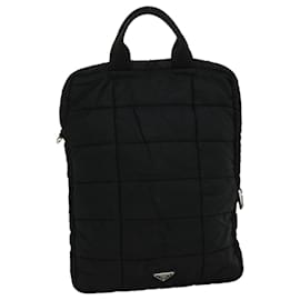 Prada-PRADA Hand Bag Quilted nylon Black Auth ar7373-Black