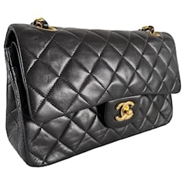 Chanel-Chanel classic timeless flap gold hardware lambskin lined small-Black
