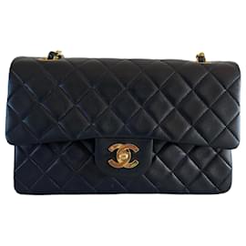 Chanel-Chanel classic lined flap small lambskin gold hardware timeless-Black