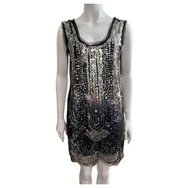 Anna Sui-Anna Sui tulle and sequin mini dress, Generously sized-Black,Metallic