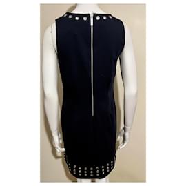 Michael Kors-Michael Kors black pencil dress with studs around the neck and hem-Black