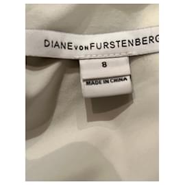 Diane Von Furstenberg-Abito DvF Wylda con volant-Bianco,Crudo