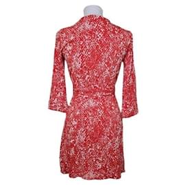 Diane Von Furstenberg-DVF New Julian Two Mini Wrap Dress in Serpent Simple Tango-Bianco,Rosso