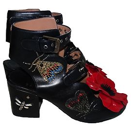 LAURENCE DACADE LEATHER SANDALS Black Red