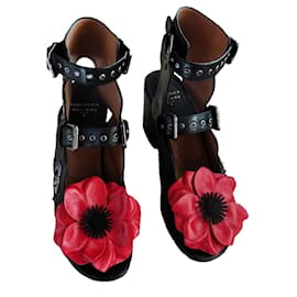 Laurence Dacade-LAURENCE DACADE LEATHER SANDALS-Black,Red