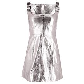 Alexa Chung Minikleid mit Schnallendetail aus silberfarbenem Leder Silber Metallisch