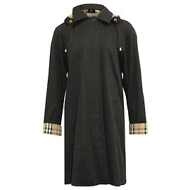 Impermeabile Burberry con cappuccio staccabile in cotone nero Nero