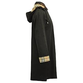 Burberry-Burberry Rain Coat with Detachable Hood in Black Cotton-Black