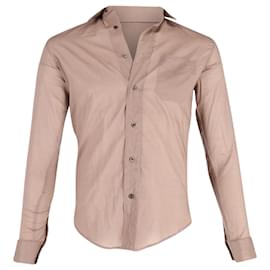 Christian Dior-Christian Dior Homme Long Sleeve Button Front Shirt in Tan Cotton-Brown,Beige