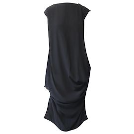 Rick Owens Drapiertes Maxikleid in schwarzem Acetat Schwarz