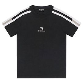 Balenciaga Camiseta de algodão stretch com logo bordado Preto