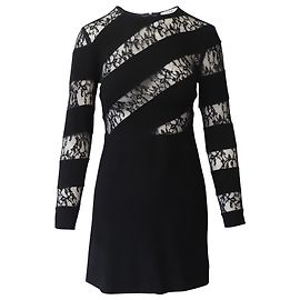 Sandro Paris Robe Dentelle Ajourée en Polyester Noir Noir