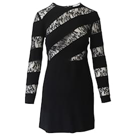 Sandro-Sandro Paris Kleid mit Spitzenausschnitt aus schwarzem Polyester-Schwarz