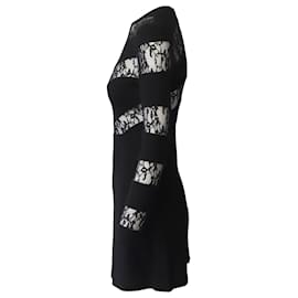Sandro-Sandro Paris Kleid mit Spitzenausschnitt aus schwarzem Polyester-Schwarz