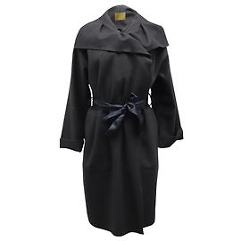 Lanvin Shawl Long Coat in Black Wool Black