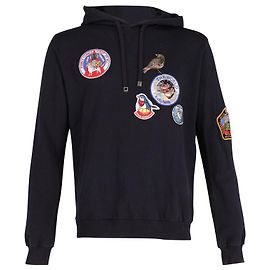 Dolce & Gabbana Hoodie mit Tieraufnäher aus marineblauer Baumwolle Blau Marineblau