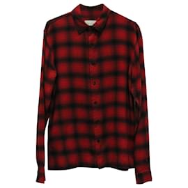 Sandro-Sandro Paris Flannel Plaid Shirt in Red Cotton-Red
