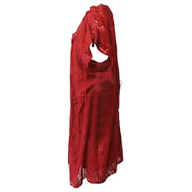 Iro-Iro Schnür-Midikleid aus rotem Polyester-Rot