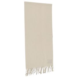 Versace Clássico Cachecol Fringe em Lã Creme Branco Cru