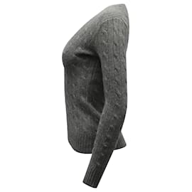 Ralph Lauren-Ralph Lauren Sweat-shirt en maille à col en V en cachemire gris-Gris
